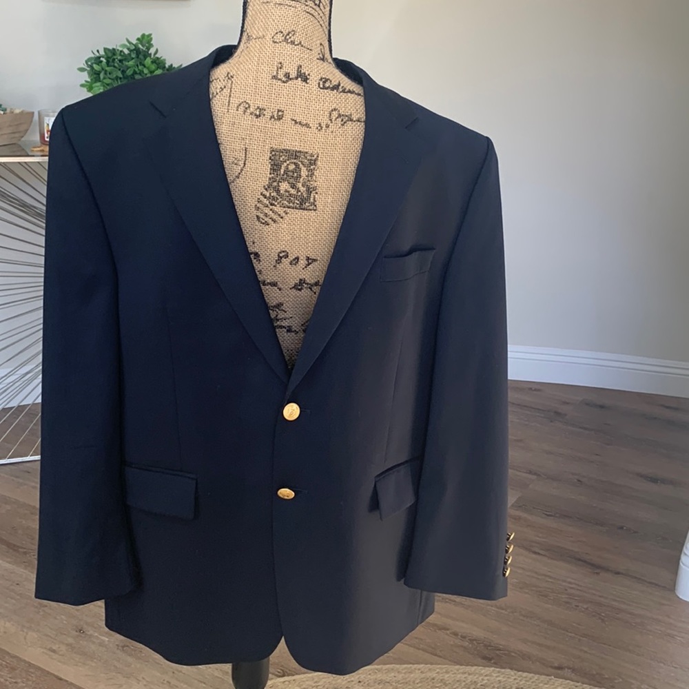 Ralph Lauren Chaps Classic Navy Blue Blazer Size 44S  Pristine Condition